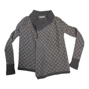LOFT‎ Gray Patterned Open Cardigan Sweater XS